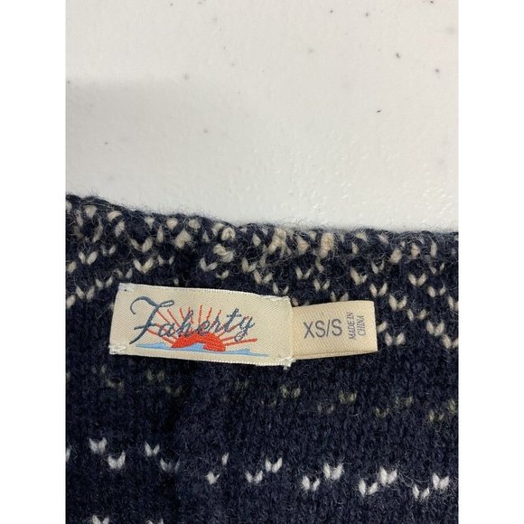 Faherty Denver Cashmere Women's Blue Striped Wool Cashmere Sweater XS/S - Picture 6 of 7